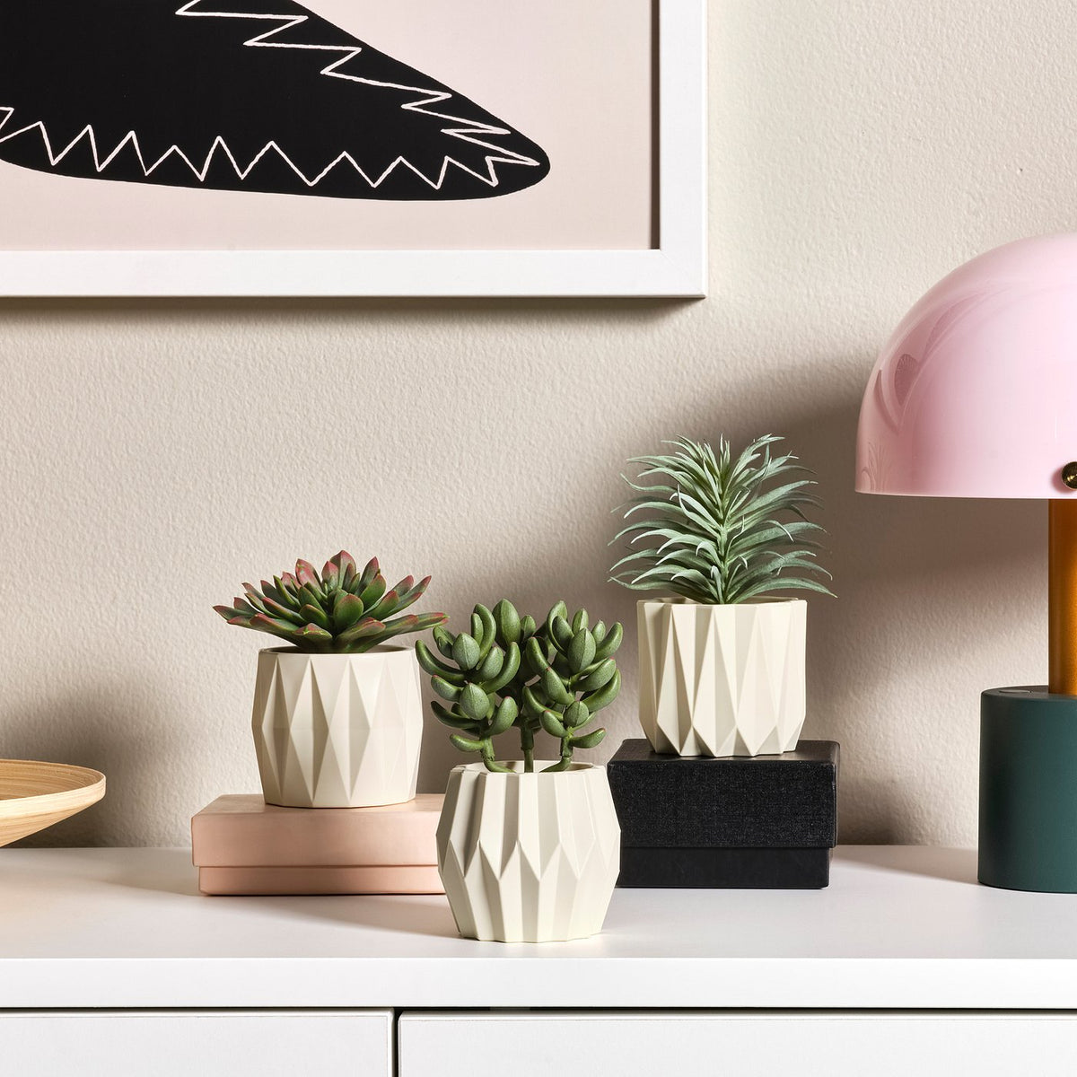 Artificial potted plant, set of 3