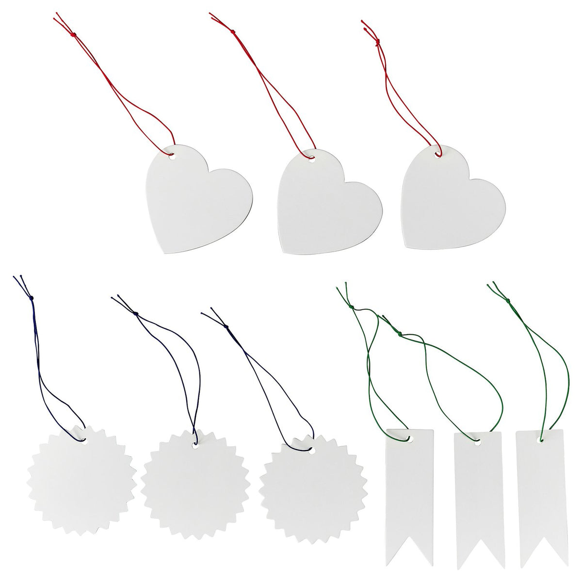 Label with string, set of 9