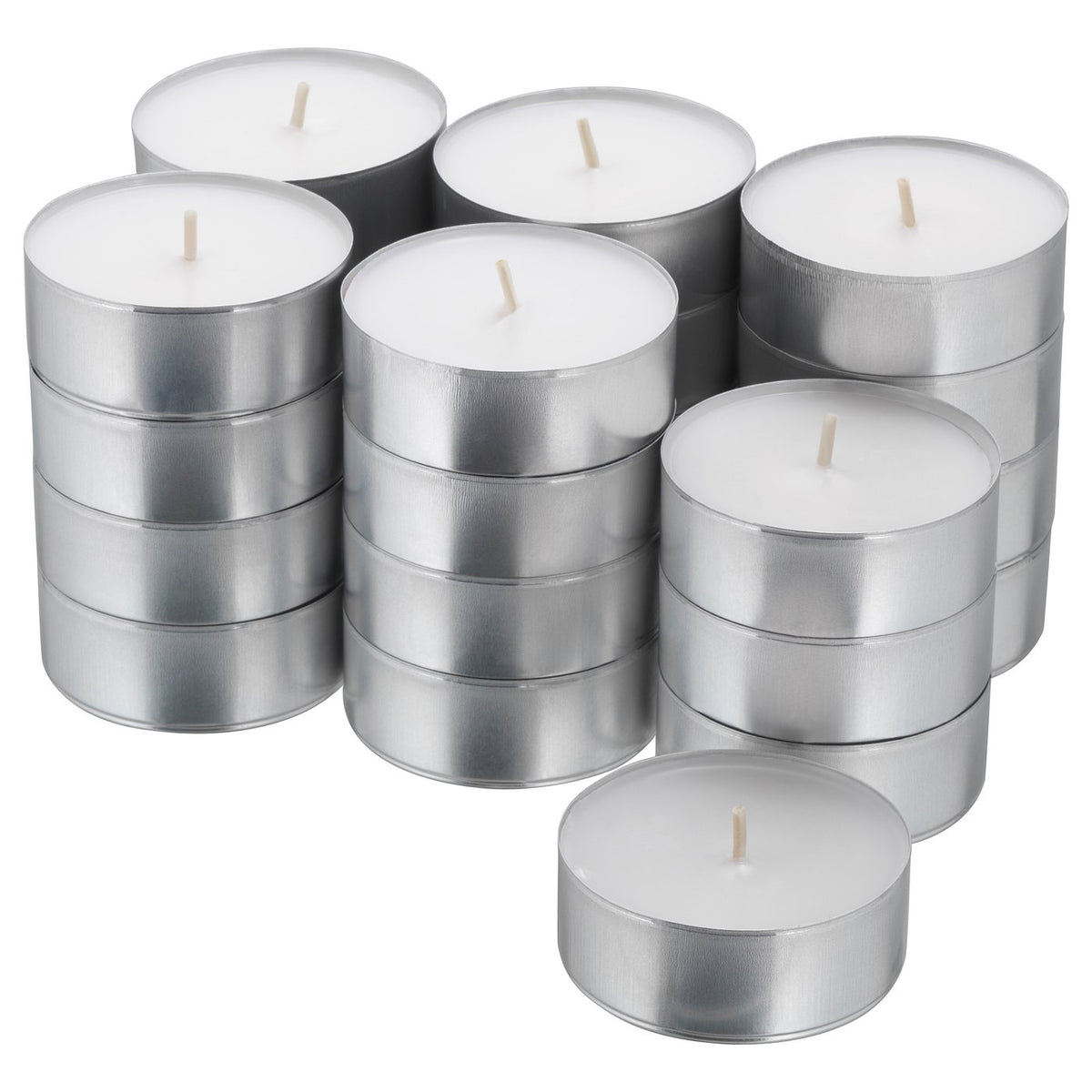 Unscented candle in metal cup