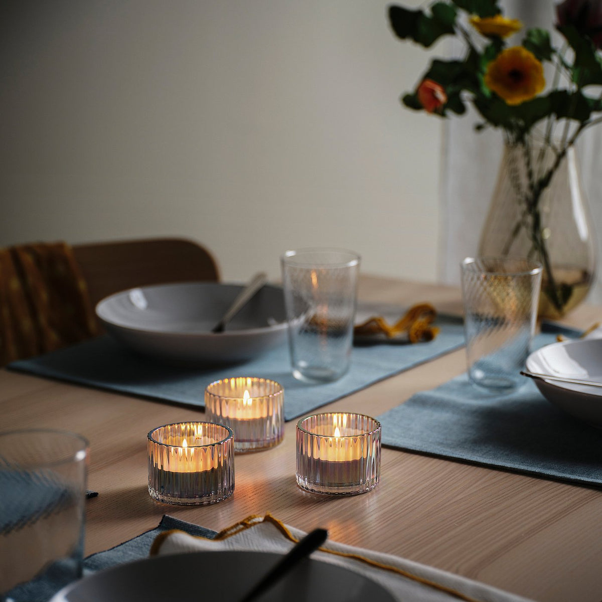 Unscented candle in metal cup