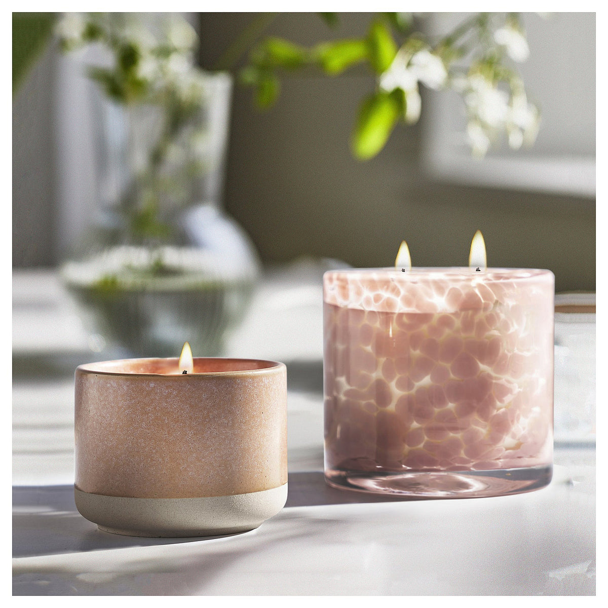 Scented candle in ceramic jar