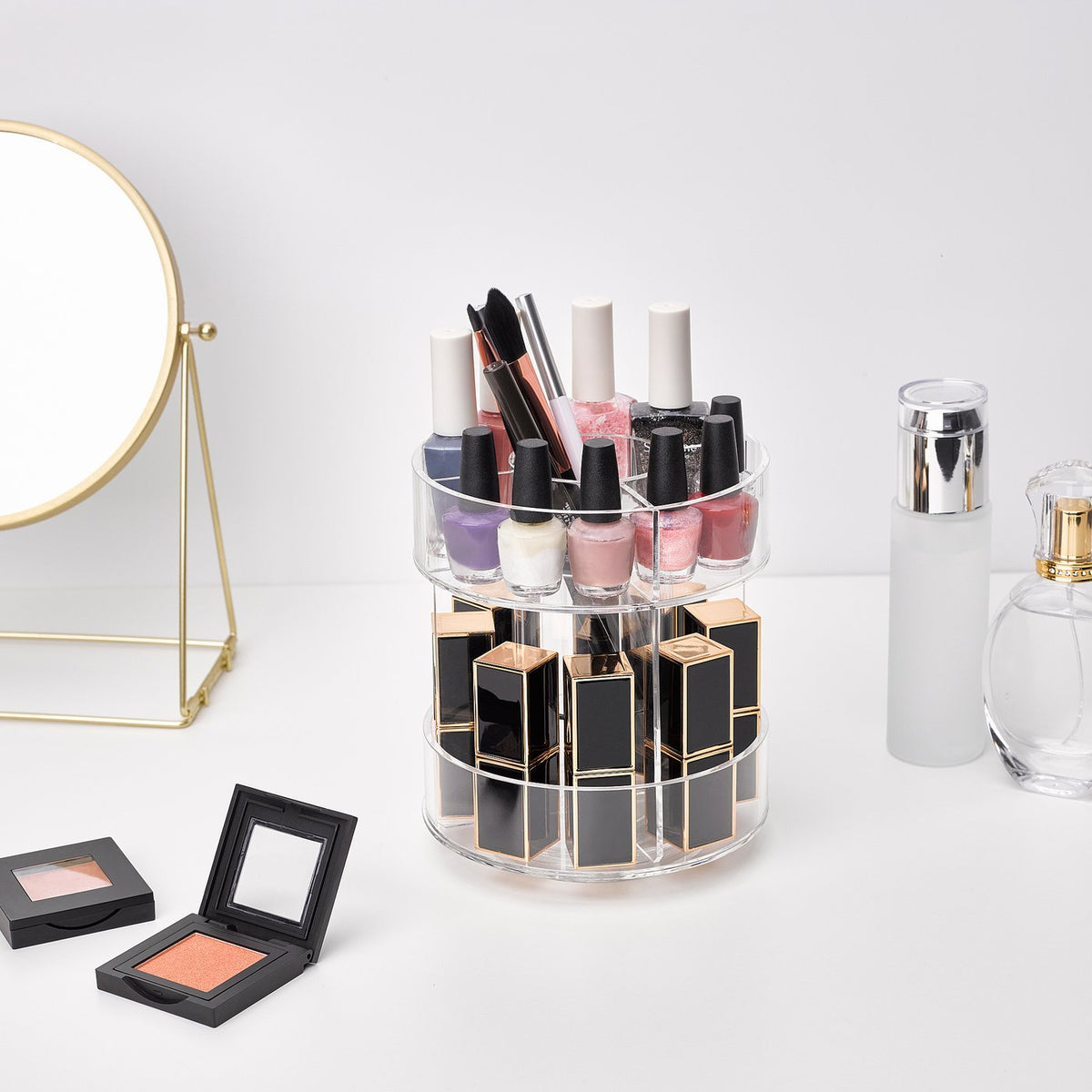 Rotatable make-up storage