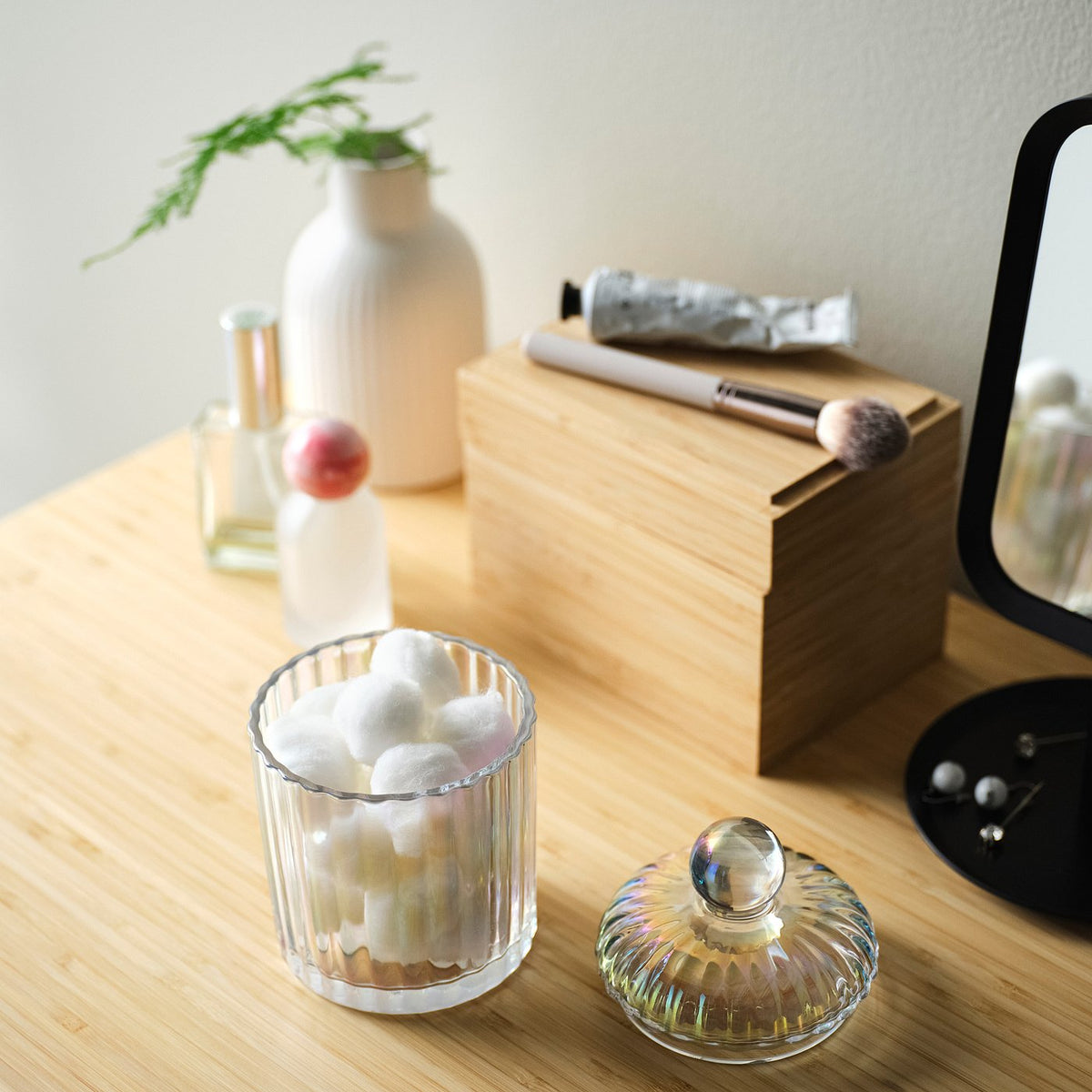 Scented candle/glass w lid/2 wicks