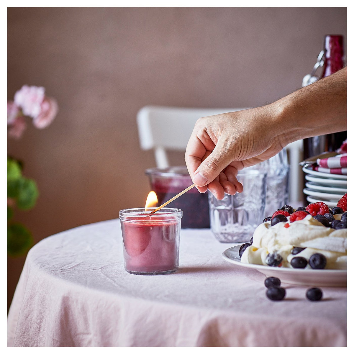 Scented candle in glass