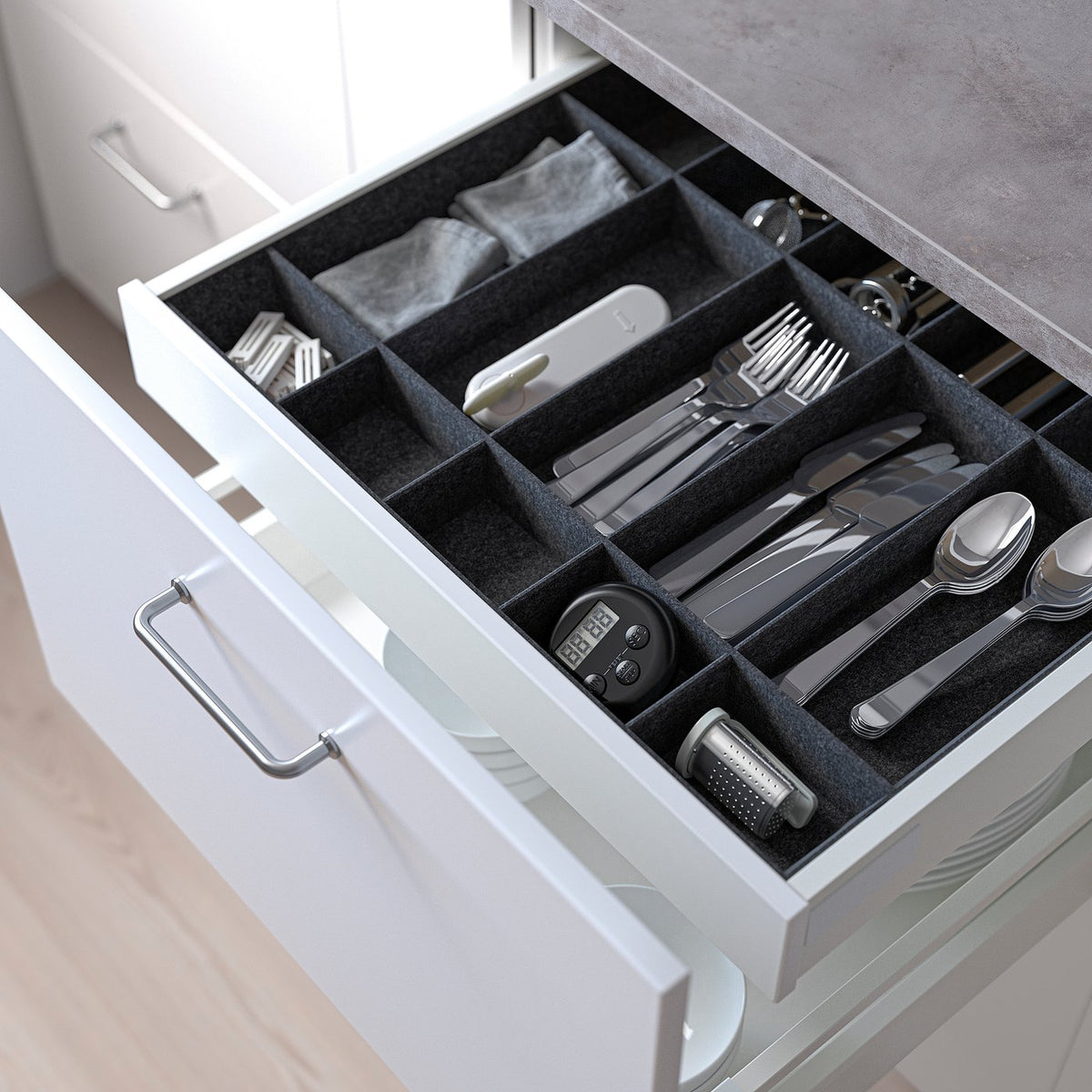 Adjustable organiser for drawer