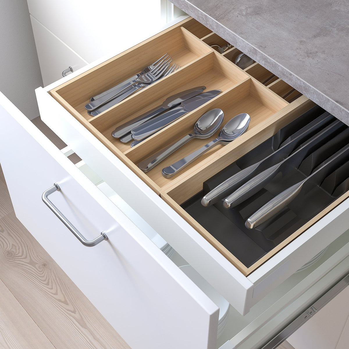 Cutlery tray/tray with knife rack