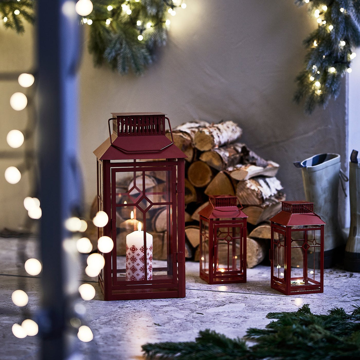Lantern for pillar candle, in/out