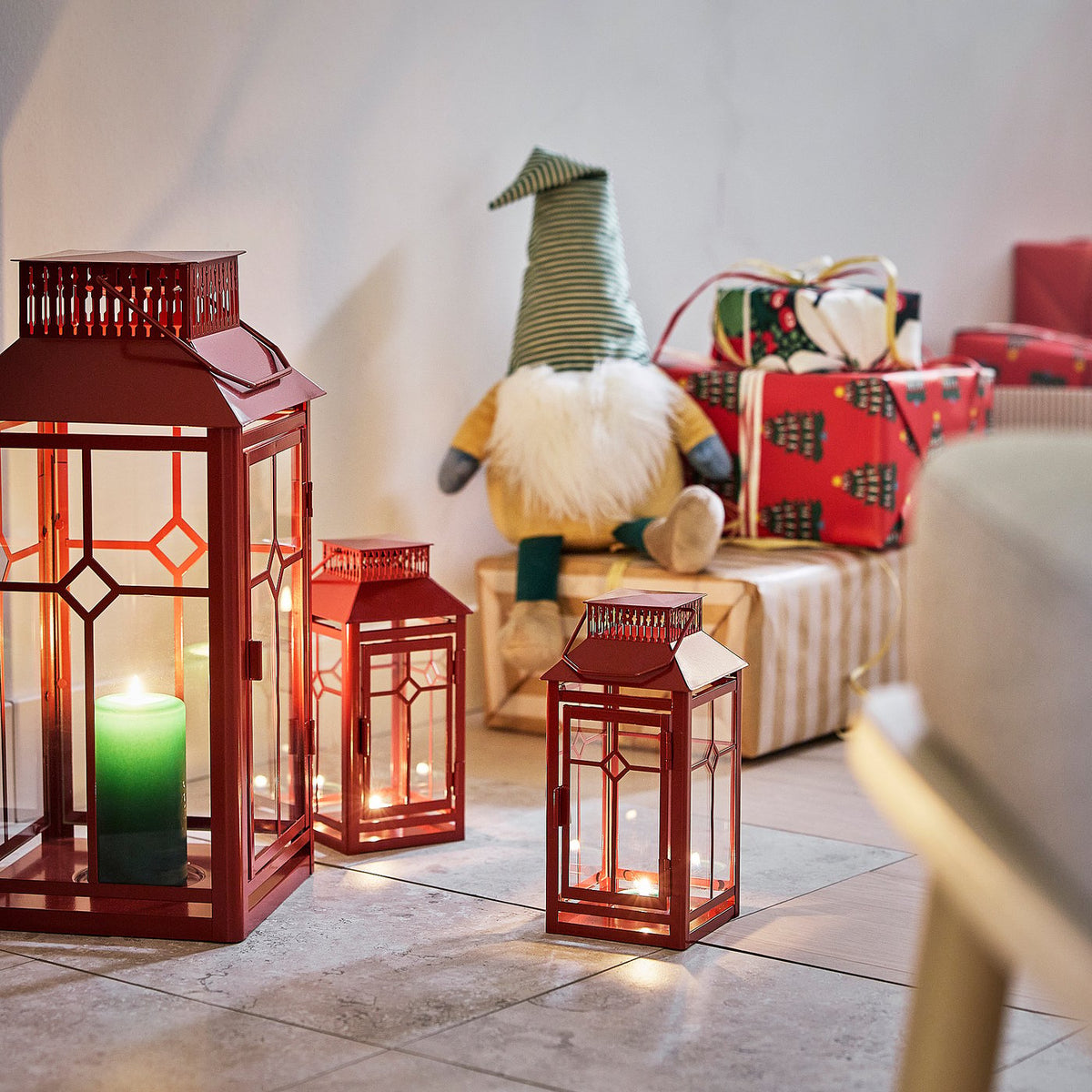 Lantern for pillar candle, in/out